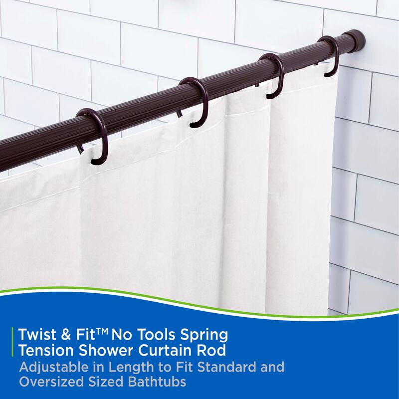 Kenney Twist & Fit No Tools Spring Tension Shower Curtain Rod, 36-63"
