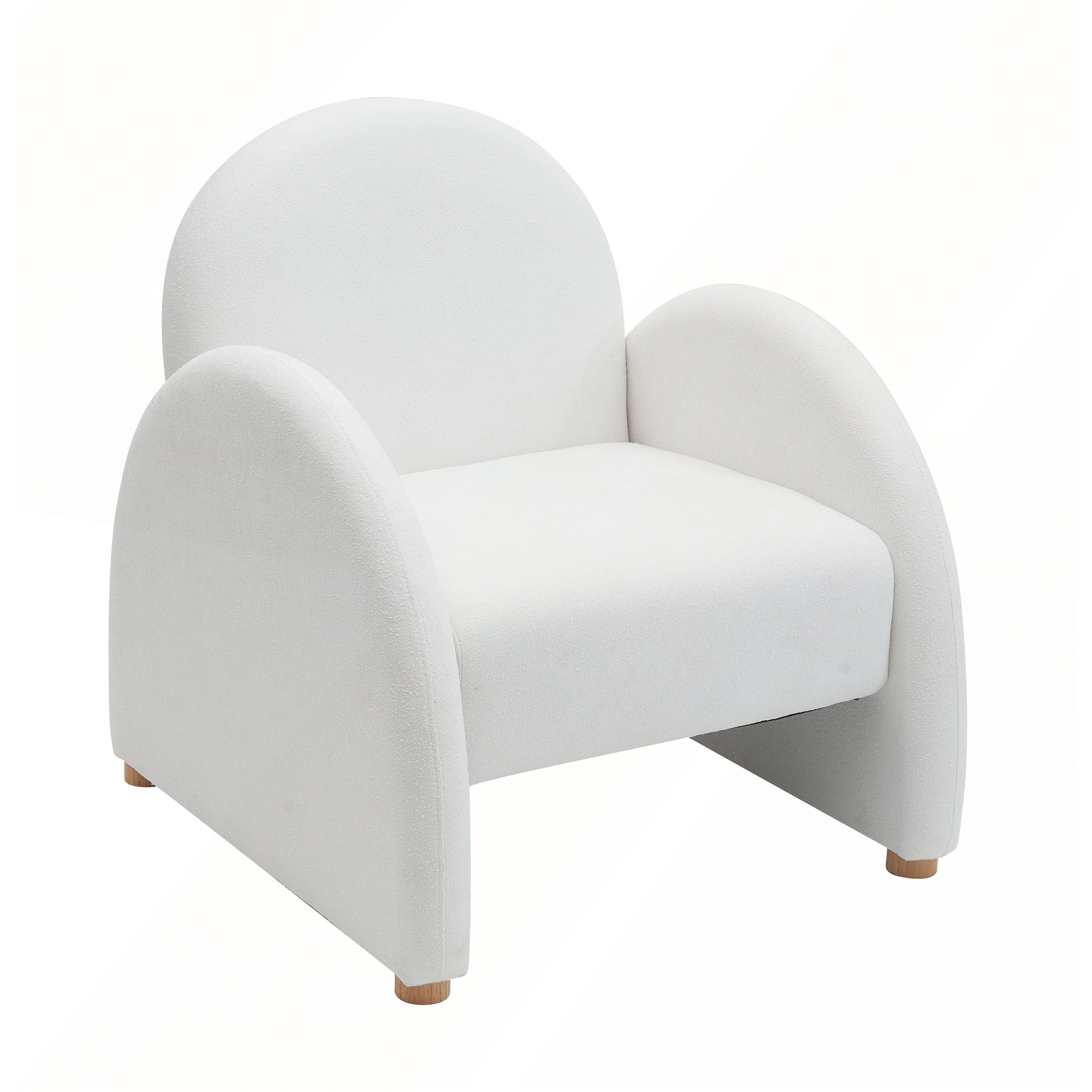 Modern Comfortable Upholstered Lounge Chair with Curved Armrests for Living Room, Bedroom, Study, and Home Office