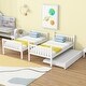 preview thumbnail 3 of 7, Twin Over Twin Rubber Wood Bunk Bed with Trundle, White