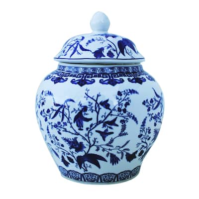 Ancient Blue and White Porcelain Helmet-Shaped Temple Jar