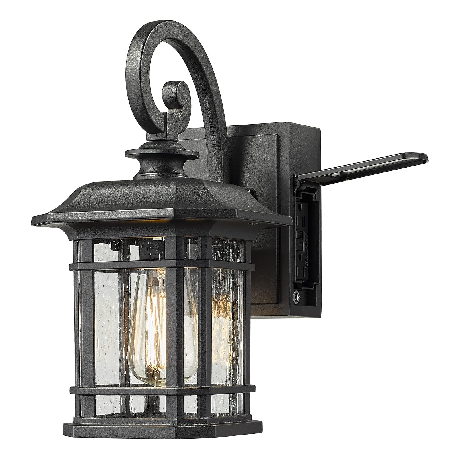 Outdoor Wall Light with Built-in GFCI Outlet