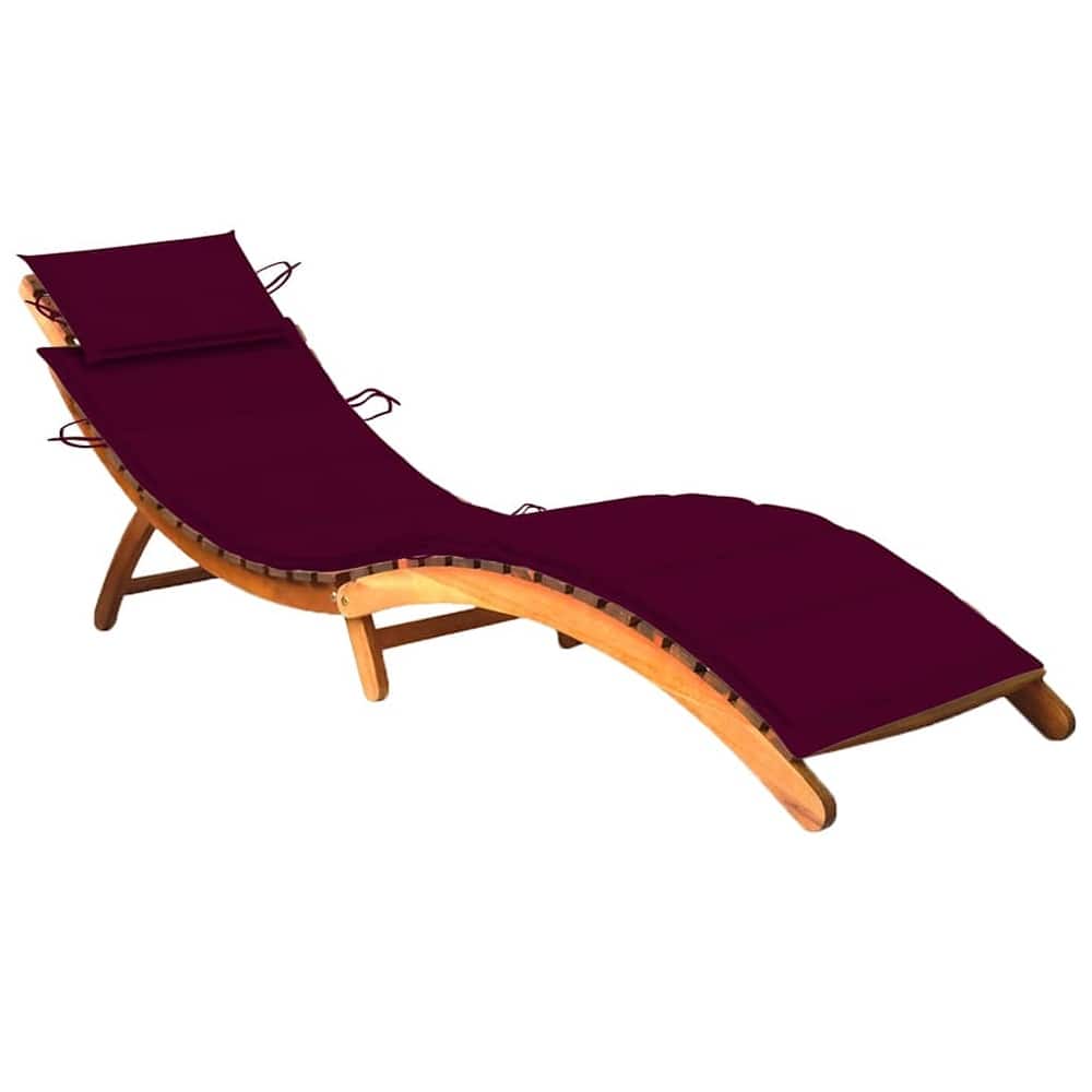 vidaXL Patio Sun Lounger with Cushion Solid Acacia Wood - 72.4" x 21.7" x 25.2"