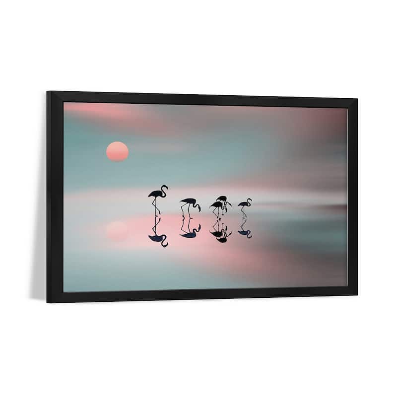 A Family Of Flamingos Premium Framed Poster by Natalia Baras