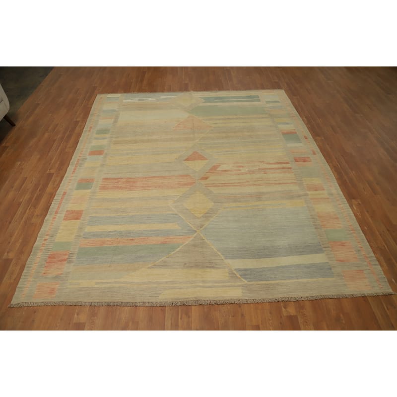 Hand Woven Oriental 100% Wool Carpet Southwestern Tribal Multi-Colored Kilim Area Rug - 10' 0'' X 8' 6''