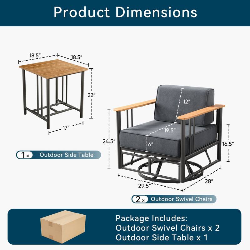 Outdoor Patio Funiture Set with Extra-Thick Seat cushion