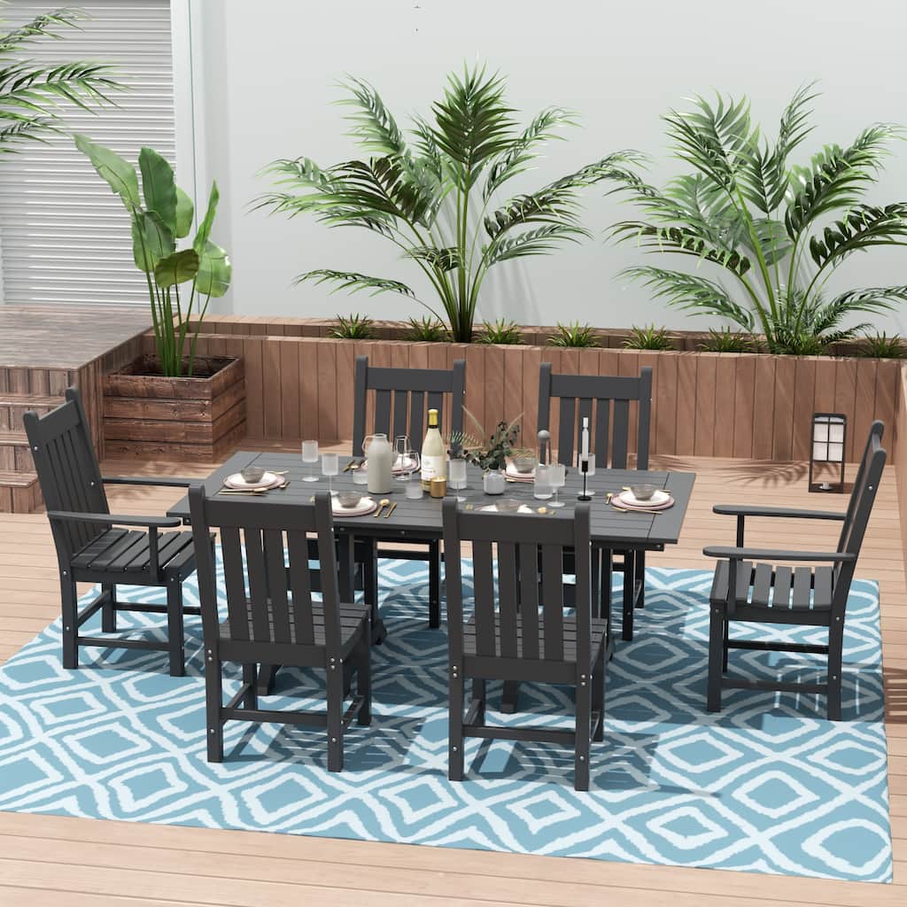 Laguna Hdpe All Weather Outdoor Patio Dining Set with Rectangle Table, Side Chairs (7-Piece Set)