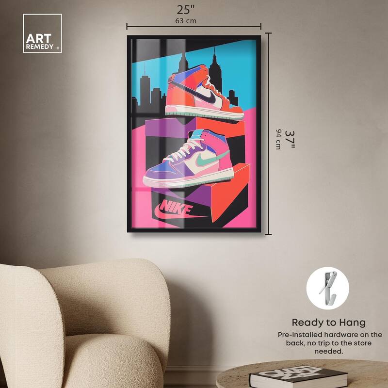 City Pop Sneakers Shadowbox by Art Remedy