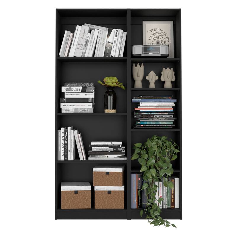FM FURNITURE Sutton Slim 2 Piece Living Room Set with Sutton Bookcase + Sutton Slim Bookcase, Black