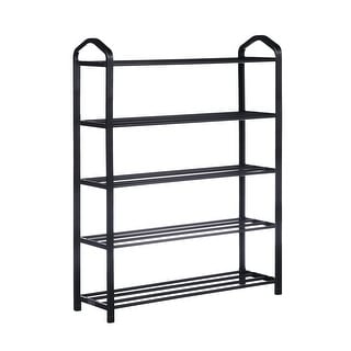 Stackable Shoe Rack, 15-Pairs Sturdy Shoe Shelf Storage , Black