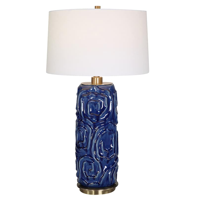 Uttermost Zade Blue Table Lamp - 33"H,   Shade 11"H x 18 Dia. (in)