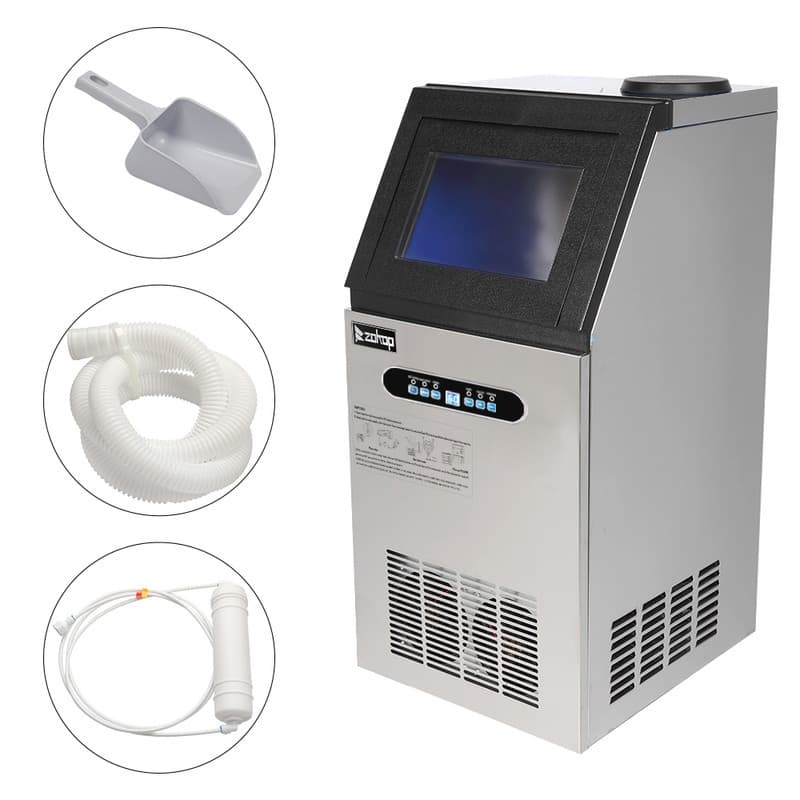 Stainless Steel Transparent Cover Ice Maker Machine For Restaurant Bar 36/45Pcs Ice Cube(110lbs/150lb)
