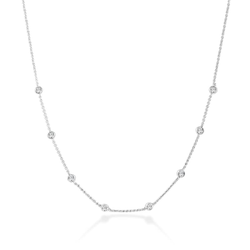 Joelle Collection Diamond Emerald Cut Necklace 14K Gold 0.20ct - 18 Inch - White