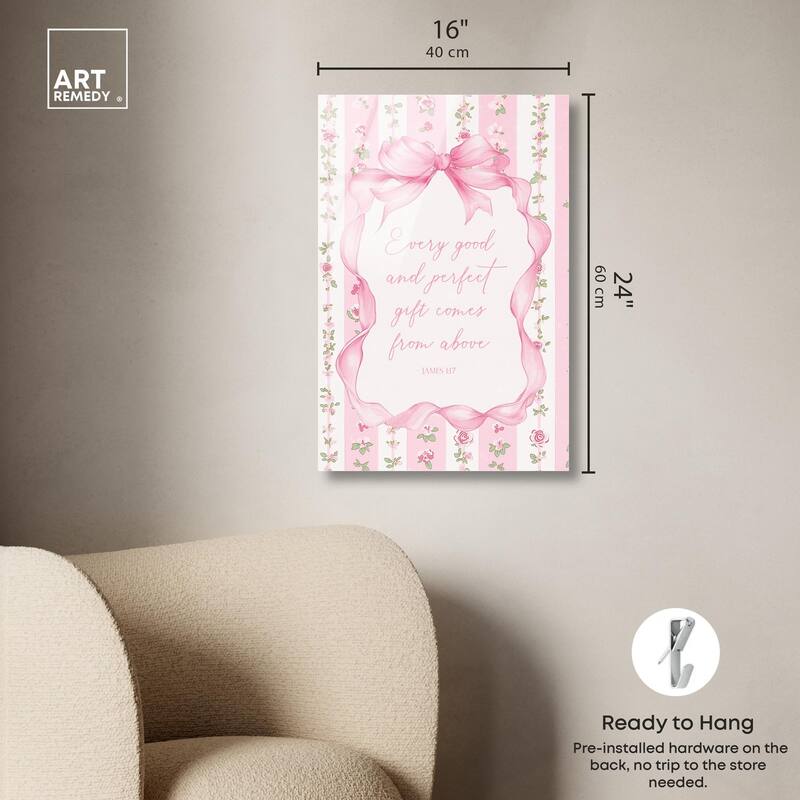 Good and Perfect Gift Bow Acrylic by Art Remedy, Ready to Hang