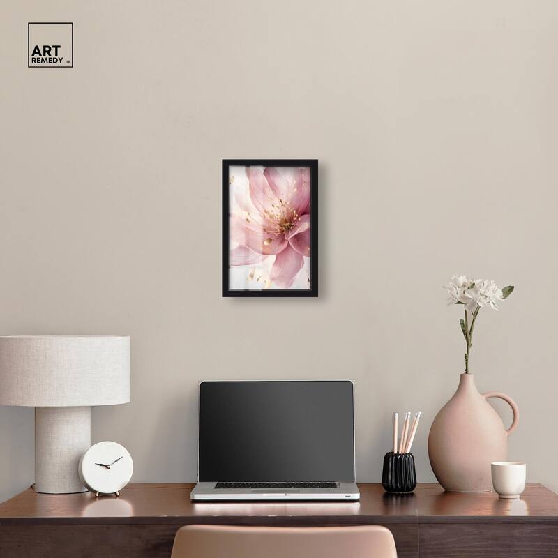 Pink and Gold Bloom Shadowbox by Art Remedy