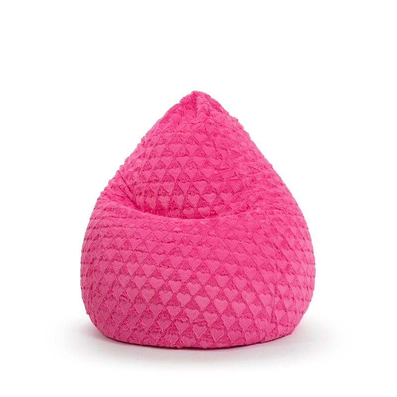 Gouchee Home Faux Fur Large Fluffy Hearts Bean Bag - Pink