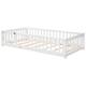 Twin/Full/Queen size Floor Platform Bed with Fence and Door for Kids, Toddlers