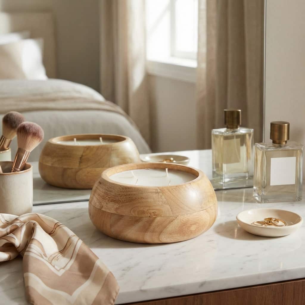 Decorative Vanilla Scented Mango Wood Bowl Candle