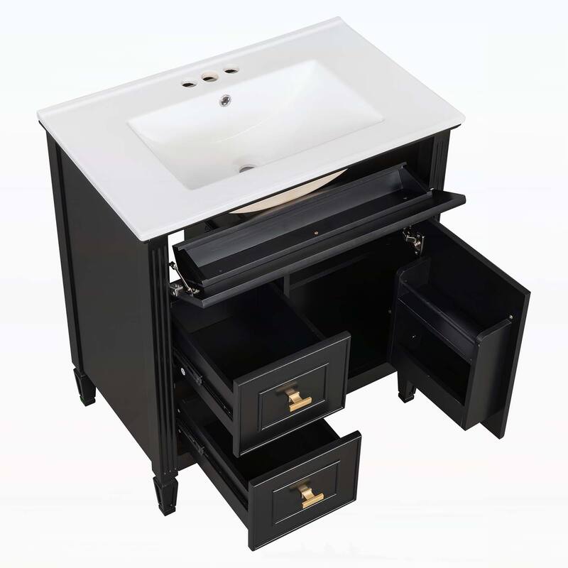Bathroom Vanity Cabinet with Sink,with One Flip Drawer and Two Drawers,Adjustable Shelf