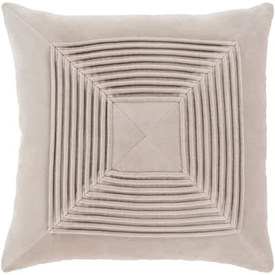 Quadratum Velvet Beige Feather Down or Poly Filled Throw Pillow 20-inch
