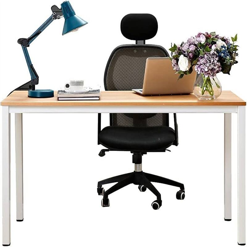 55 Inch Large Computer Desk - Teak + White