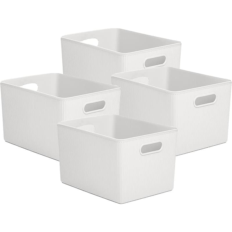 Superio Plastic Bin Set of 4 - 15"W x 9"H x 11.5"D - White