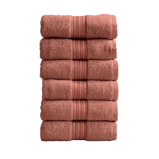 Great Bay Home Cotton Hotel & Spa Quality Towel Set - Hand Towel (6-Pack) - Desert Rose
