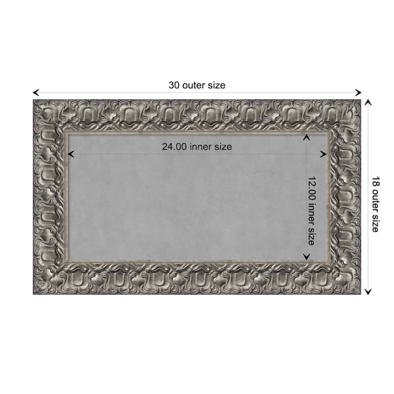 Amanti Art Silver Luxor Framed Magnetic Board - Board Size 24x12