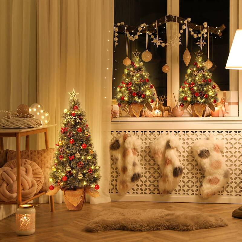 3 Ft Tabletop Prelit Snow Flocked Christmas Tree