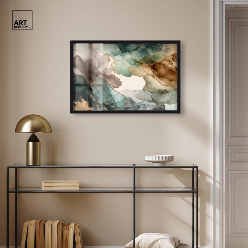 Golden Estuary II Shadowbox by Art Remedy