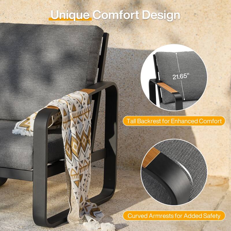 Outdoor Patio Conversation Chair, Loveseat, Sofa with Removable Cushions