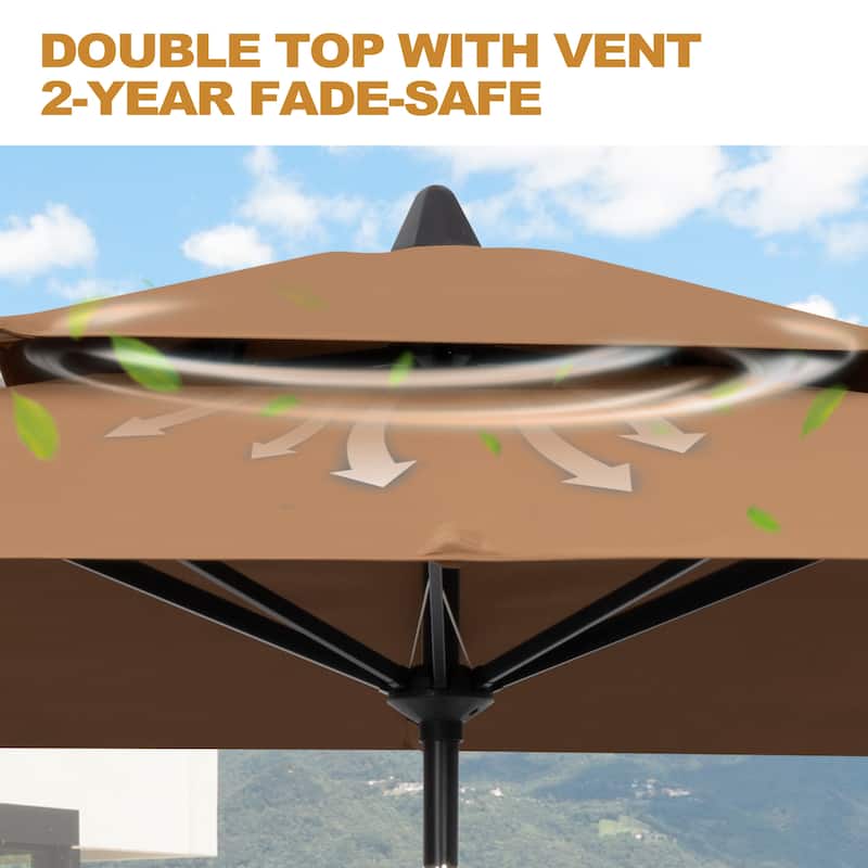 Pellebant Outdoor 10 x 6.5 Ft Market Umbrella with Double Top