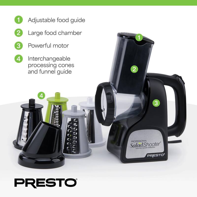 Presto Professional SaladShooter Electric Slicer, Shredder and Vegetable Grater - 3.4