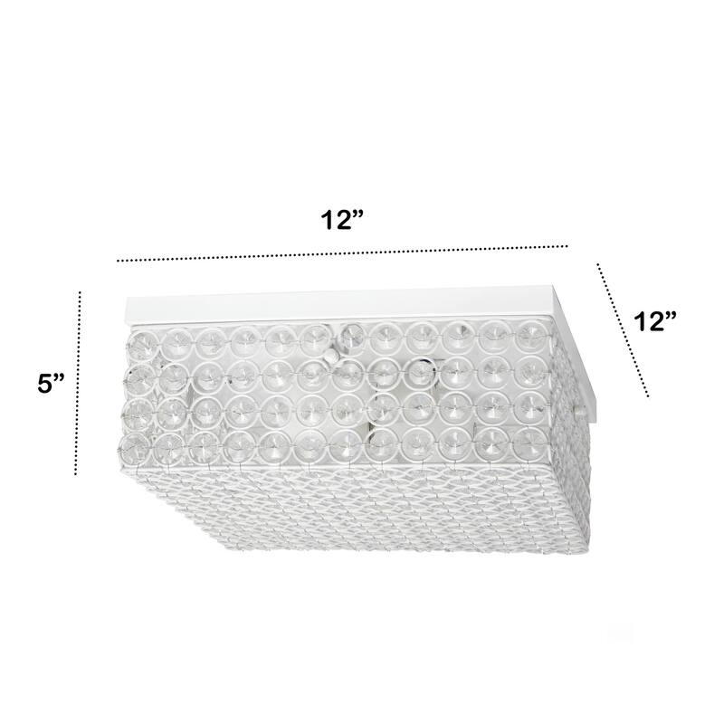 Square Flush Mount Ceiling Light - 2 Light White Modern Interior Lighting 12 Inch - 5