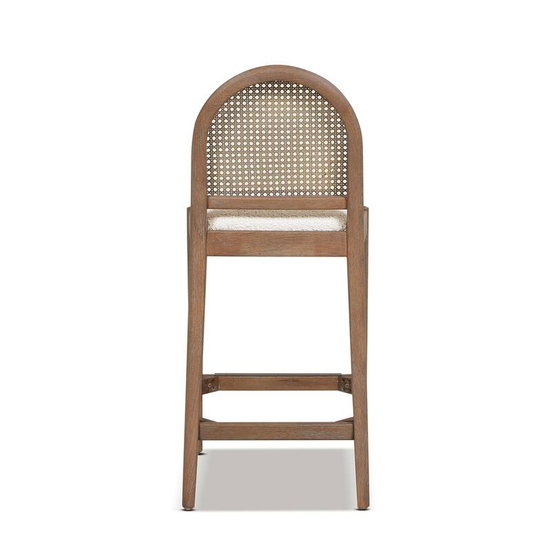 Curved Back Cane Rattan Counter Stool Set