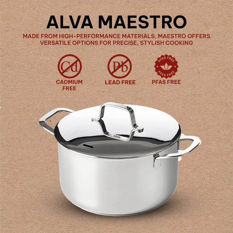 Alva Maestro Stainless Steel Stock Pot - Heavy Duty, Non-Toxic
