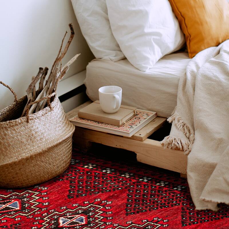 ECARPETGALLERY Hand-knotted Baluch Red Wool Rug - 3'7 x 6'1