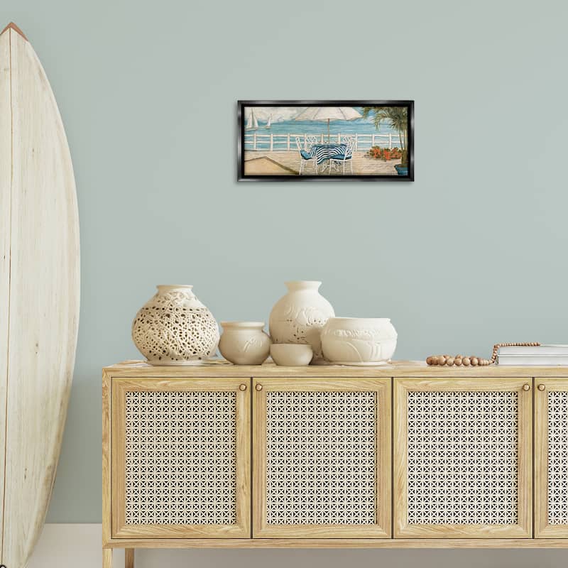 Stupell Coastal Restaurant Overlook Framed Floater Canvas Wall Art Design By Charlene Olson