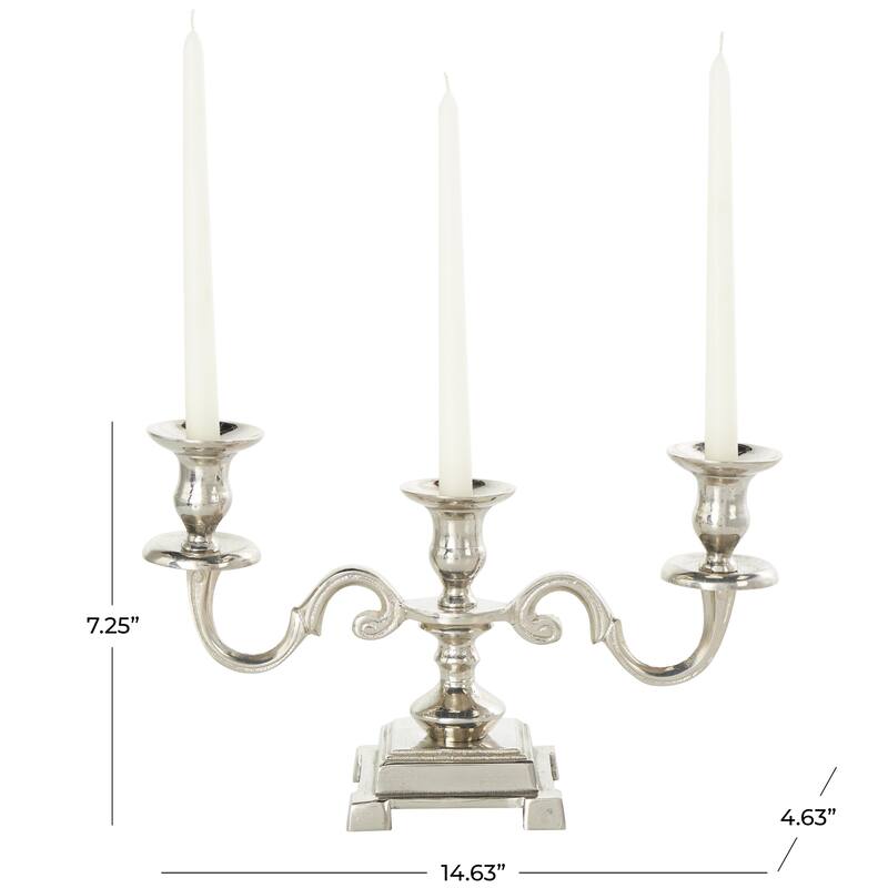 Aluminum Metal Scrolled Candelabra - Gold or Silver - Roche River Decor