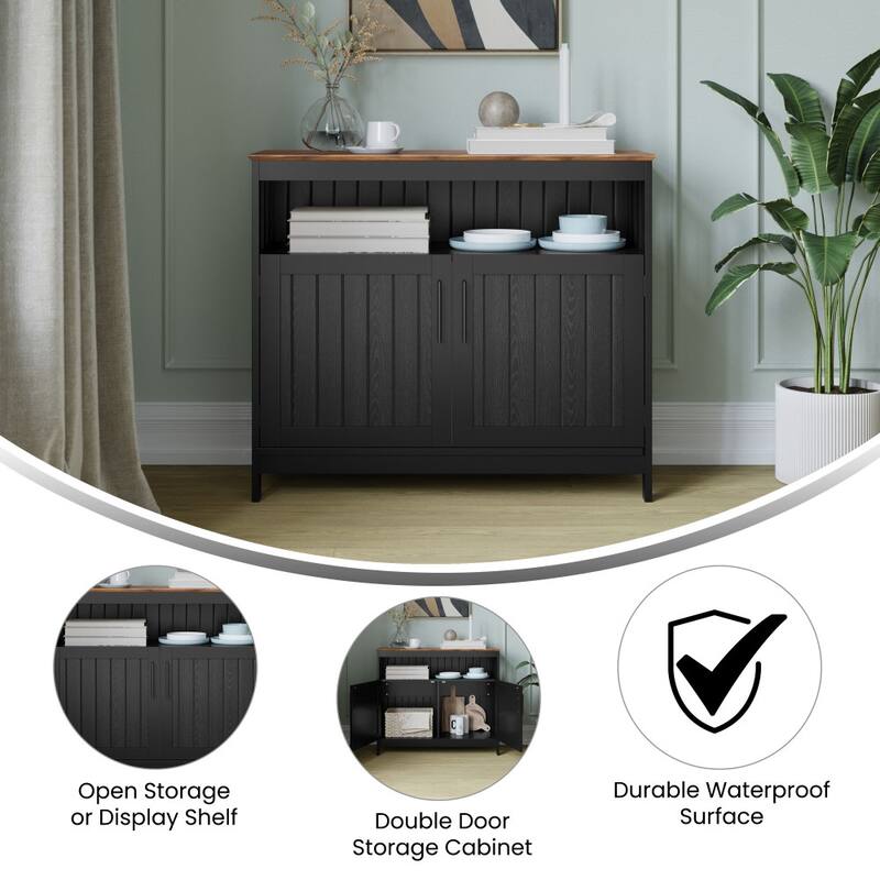 Classic Sideboard and Buffet Cabinet with Open and Closed Storage