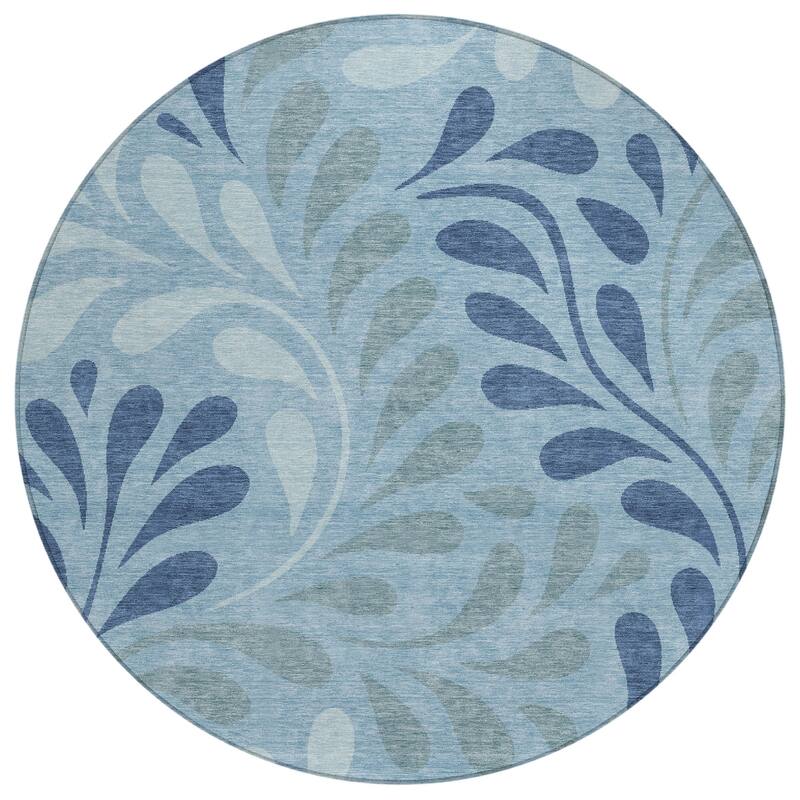 Machine Washable Indoor/ Outdoor Floral Arabesque Chantille Rug