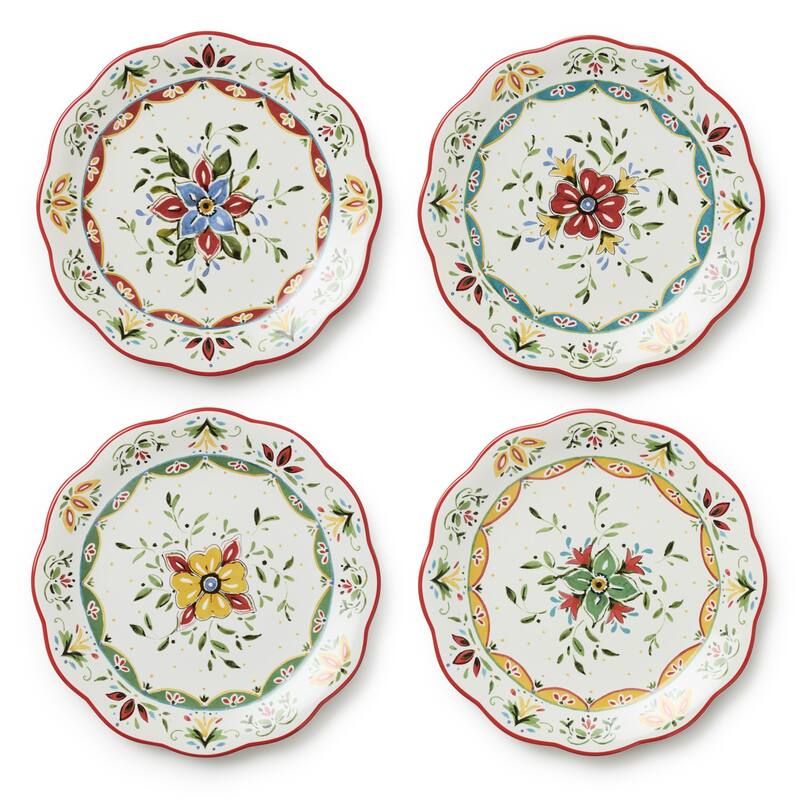 Certified International Provence 9" Salad/Dessert Plates,Set of 4 Assorted Designs - 9'' W x 9'' D x 0.75'' H