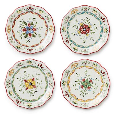 Certified International Provence 9" Salad/Dessert Plates,Set of 4 Assorted Designs - 9'' W x 9'' D x 0.75'' H