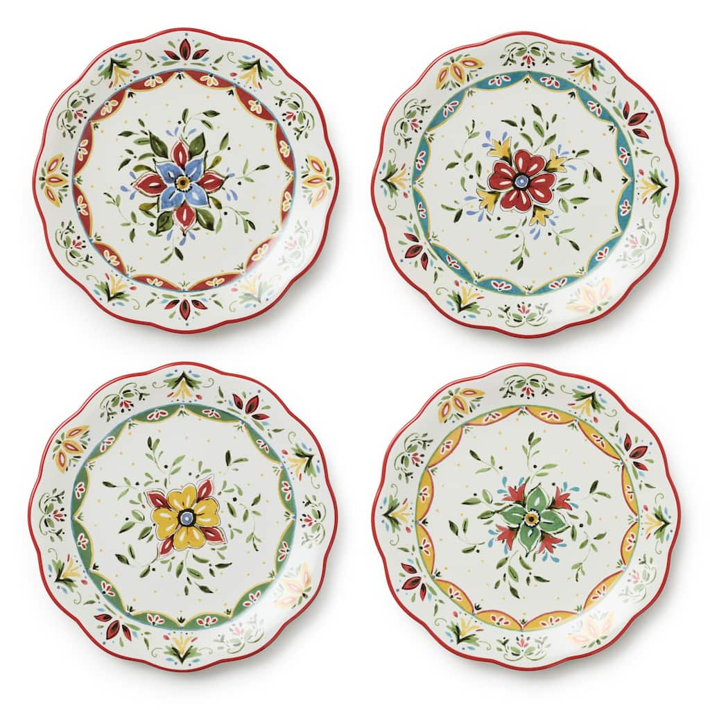 Certified International Provence 9" Salad/Dessert Plates,Set of 4 Assorted Designs - 9'' W x 9'' D x 0.75'' H
