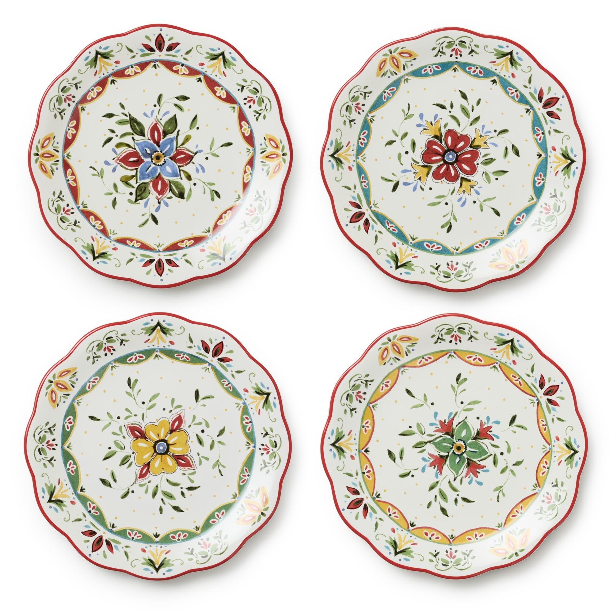 Certified International Provence 9" Salad/Dessert Plates,Set of 4 Assorted Designs - 9'' W x 9'' D x 0.75'' H