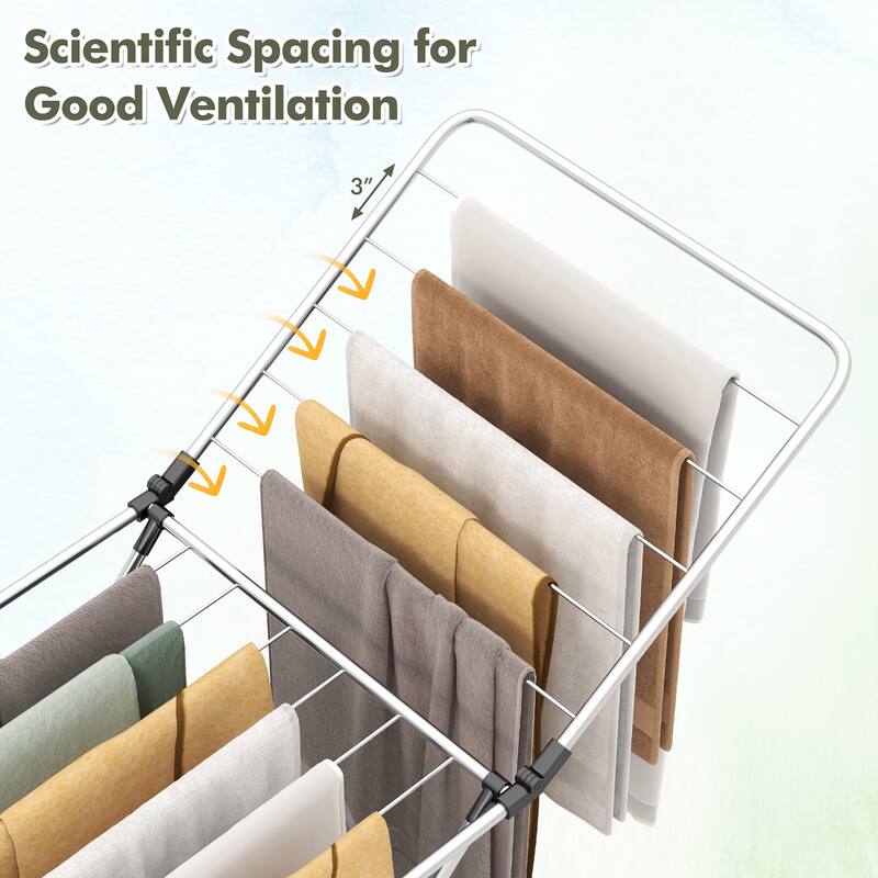 Gymax Folding Clothes Drying Rack w/ Adjustable Wings 20 Drying Rails