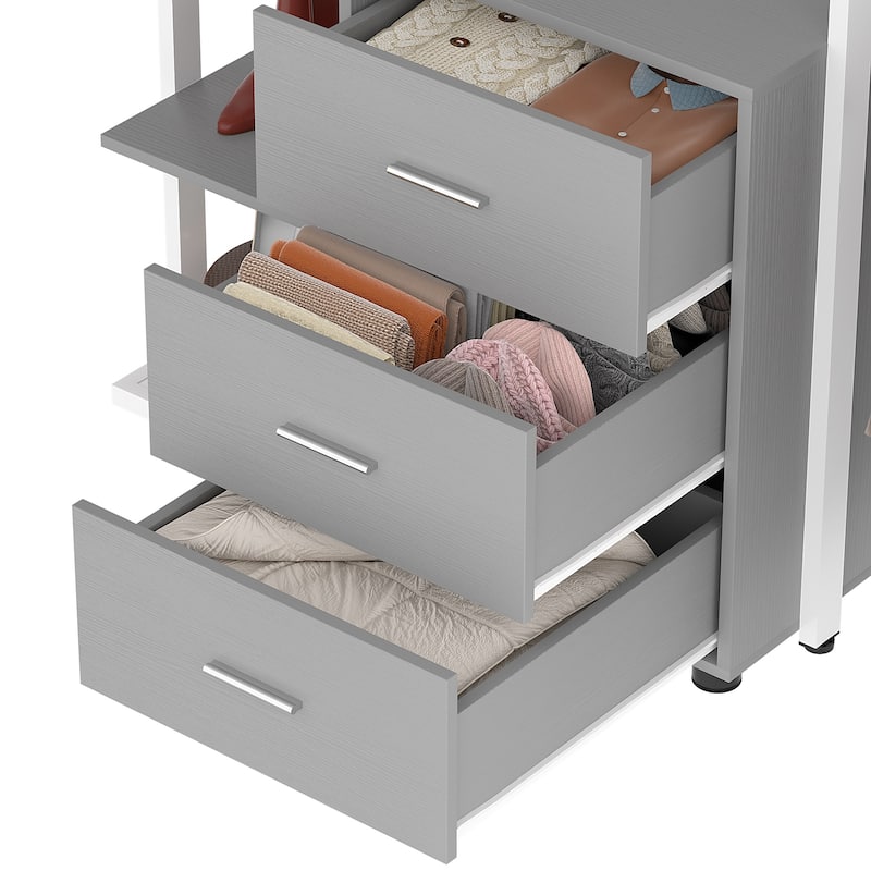 96'' Wide Heavy-duty Closet Organizer, Walk-in Closet System with Drawers and Tower Kit