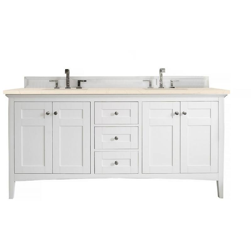James Martin Vanities Palisades 72" Double Basin Hardwood Vanity Set - Bright White - Painted