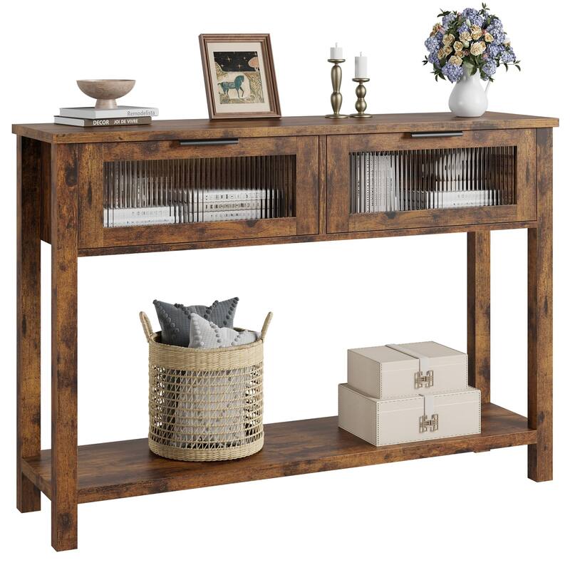 Entryway Table with 2 Glass Drawers