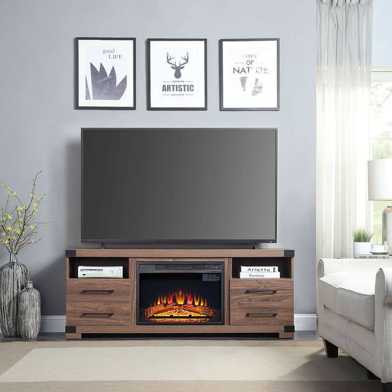 Electric 23 In. Fireplace Box with Heat Functionality - Black