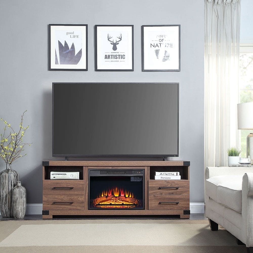 Electric 23 In. Fireplace Box with Heat Functionality